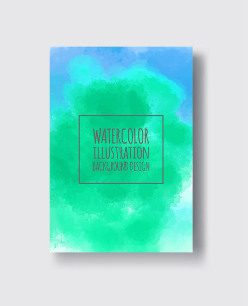 Watercolor green, blue, sea color design banner . Vector illustration - Vettoriali, immagini