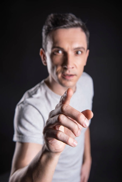 Selective focus of male fingers - Фото, изображение