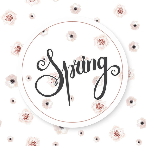 Spring background with beautiful flowers. Floral vector design frame. - Vektori, kuva