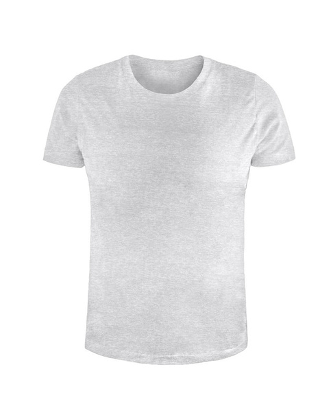 White plain shortsleeve cotton T-Shirt isolated on a white background. Stylish round collar shirt - Fotó, kép