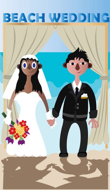 Interracial Couples Wed - Vector, Image