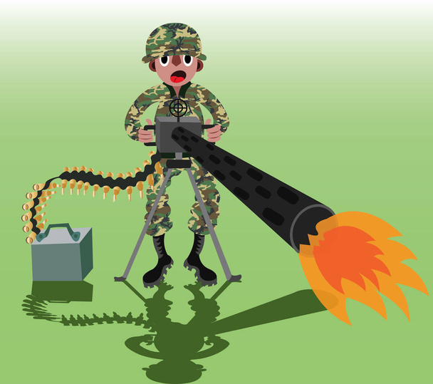 Machine Gun Soldier - Vector, Image