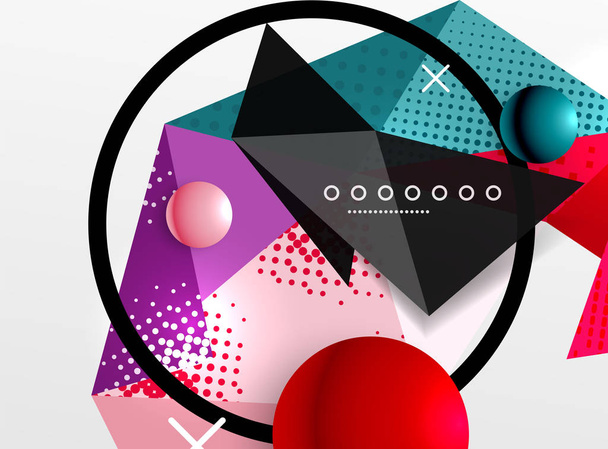 Composición abstracta geométrica de color vectorial, elementos de diseño triangulares y poligonales, fondo digital
 - Vector, imagen
