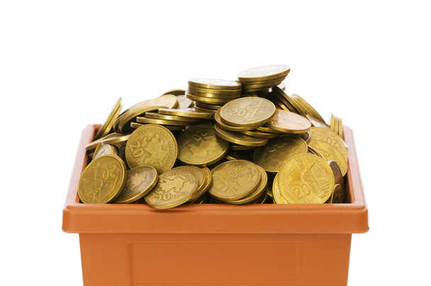 Many coins in the clay pot - Photo, Image