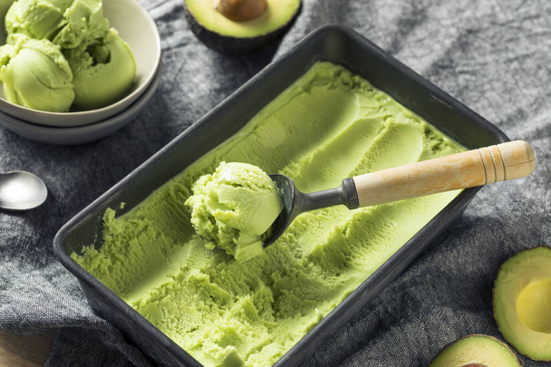 Homemade Green Organic Avocado Ice Cream - Fotoğraf, Görsel