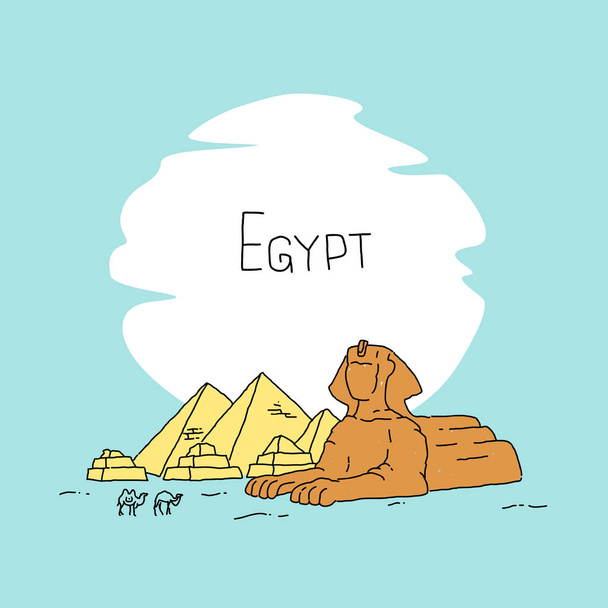 Πυραμίδες της Αιγύπτου και καμήλες εικονογράφηση διάνυσμα - Διάνυσμα, εικόνα