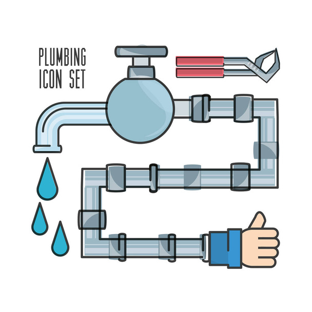 flat set icon tools plumbing - Vector, Image
