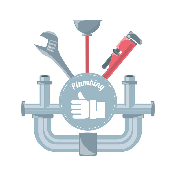 ensemble plat icône outils plomberie
 - Vecteur, image