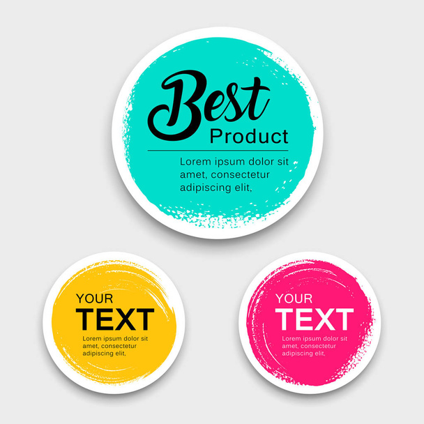 Colorful label paper circle brush stroke style collections, vector illustration - Vector, Image