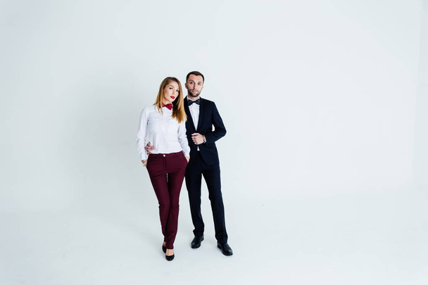 Portrait of stylish young couple, pretty woman and handsome man - Foto, Bild