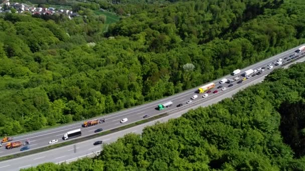 Traffic jam on highway - aerial view, tracking shot - Footage, Video