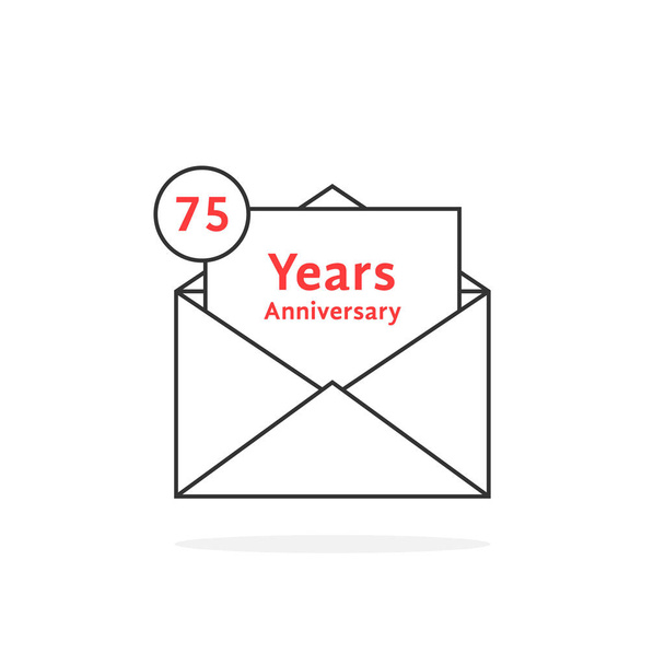 тонкая линия 75 лет логотип, как открытое письмо
 - Вектор,изображение