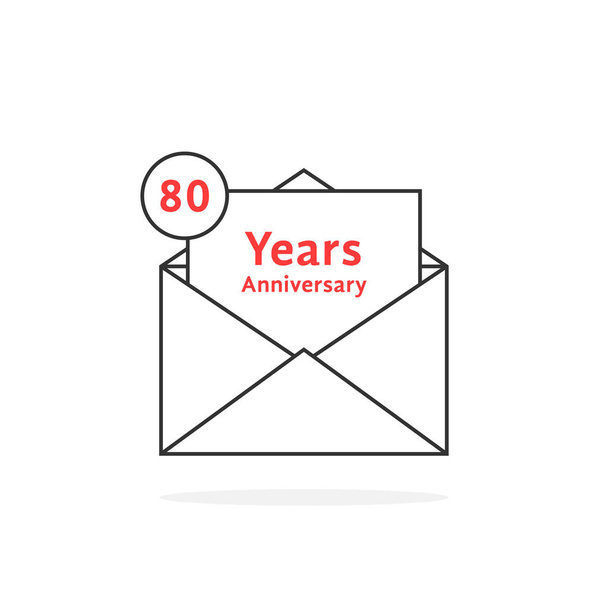 λογότυπος της επετείου 80 ετών λεπτή γραμμή σαν ανοιχτή επιστολή - Διάνυσμα, εικόνα