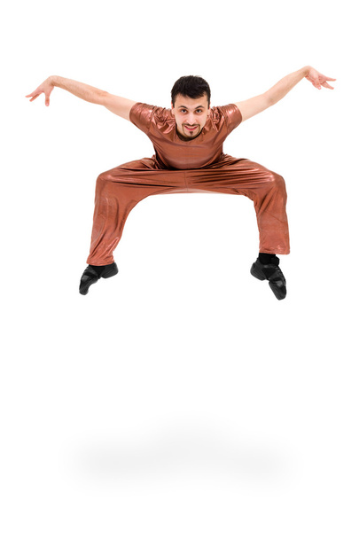 Smiling man dancer jumping - 写真・画像