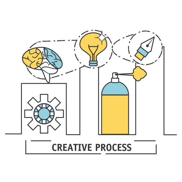 ideas de innovación a la inspiración de procesos creativos
 - Vector, Imagen