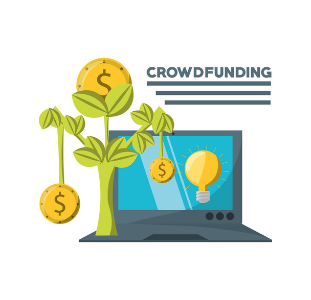 crowdfunding negocio apoyo financiero de la empresa
 - Vector, Imagen