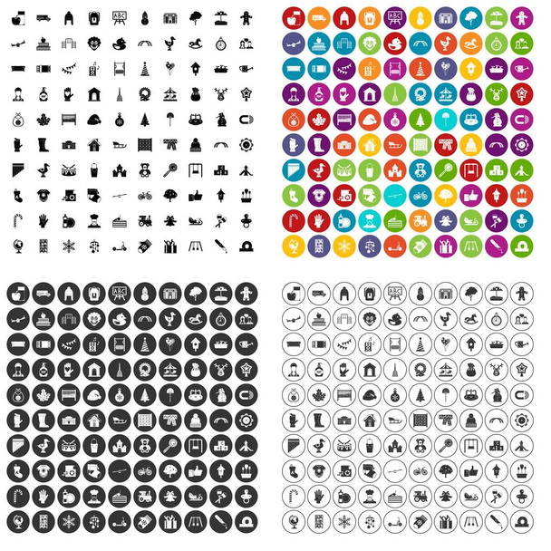 100 kindergarten icons set vector variant - Vector, Image