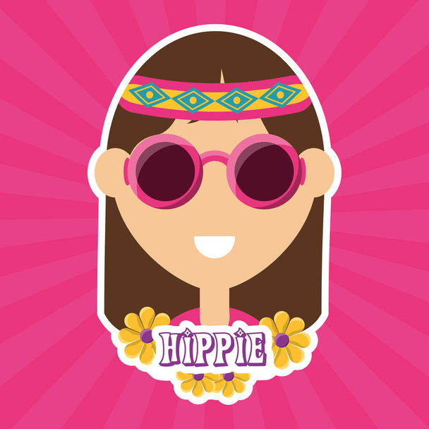 hippie woman concept peace and love - Vector, Image