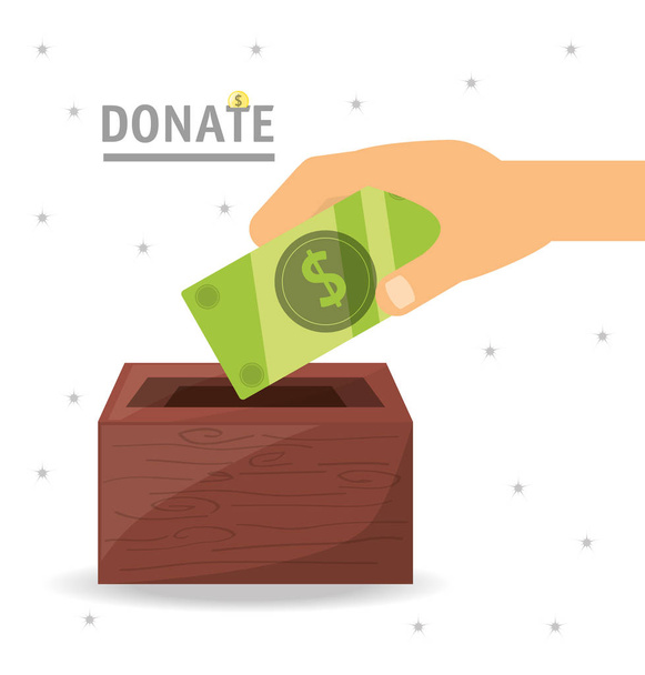 készpénz pénz adomány támogatja a szeretet az emberek - Vektor, kép