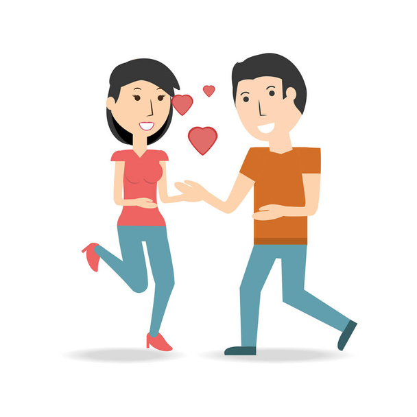 couple lover and romantic relationship with hearts - Vector, Image