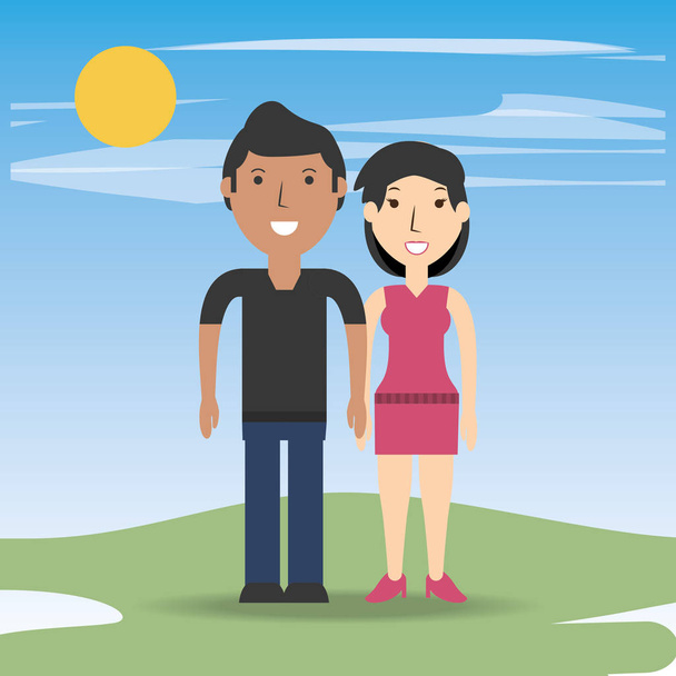 happy couple lover with romantic relationship - Vector, Image