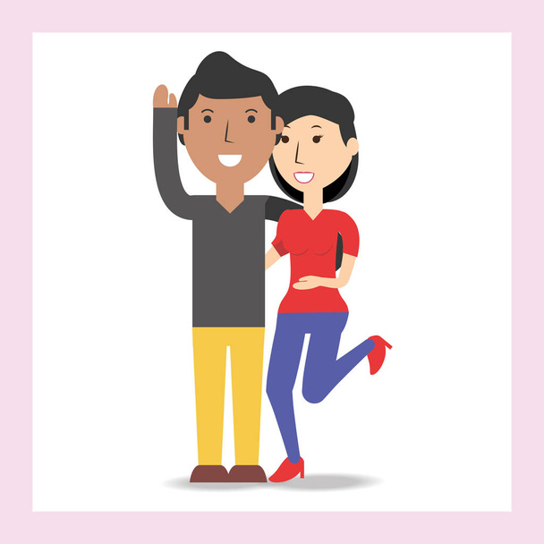 happy couple lover with romantic relationship - Vector, Image