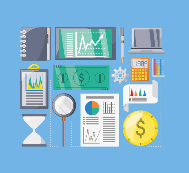 set investment and financial icons - Vector, Image