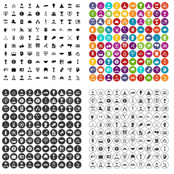 100 leadership icons set vector variant - Vector, Image