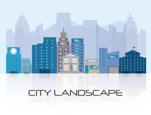 beautiful city with building towers - Vector, Image