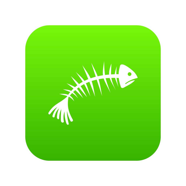 Fish bones icon digital green - Διάνυσμα, εικόνα