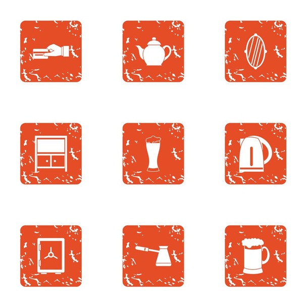 Tearoom icons set, grunge style - Вектор,изображение