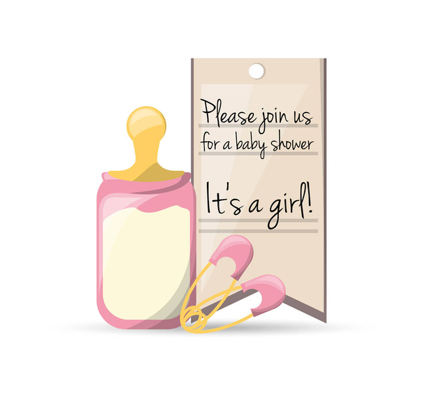 baby shower card happy invitation - Vector, Image