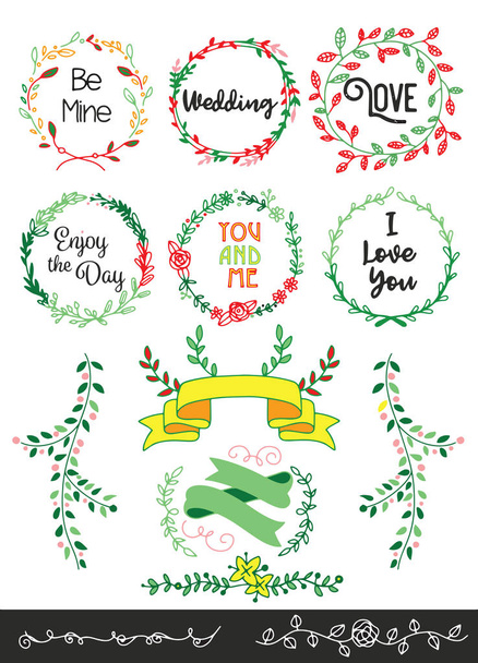 Hand drawn vector illustration , Laurels and wreaths. Design elements for invitations, greeting cards, quotes, blogs, posters and more. Perfect For Wedding Frames. - Vector, Image