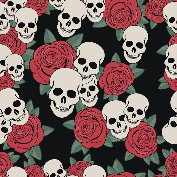 Skulls and roses, Colorful Day of the Dead card - Vecteur, image