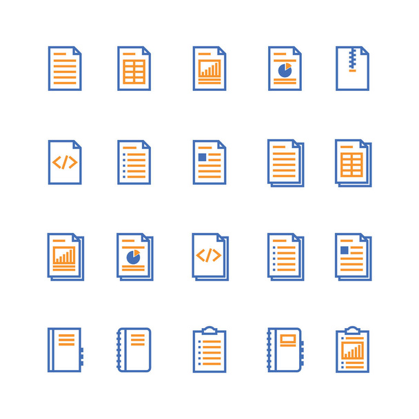 Ícone de esboço de documento e notebook. ícone de papel checklist isolado em estilo de linha fina para design gráfico e web. Símbolo plano simples Pixel vetor perfeito Ilustração
. - Vetor, Imagem
