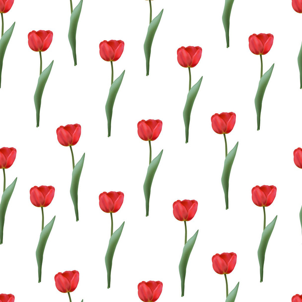 seamless pattern with realistic tulips - Vektori, kuva