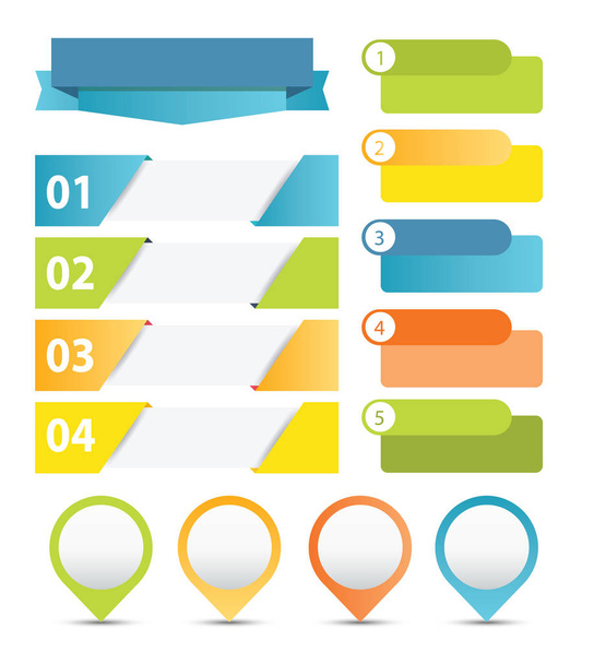Infographic színes web design elemek. Webes lapos icon set - Vektor, kép