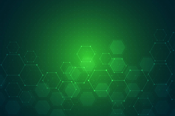 Hexagon background design. Geometric abstract background with molecular structure. - Photo, Image