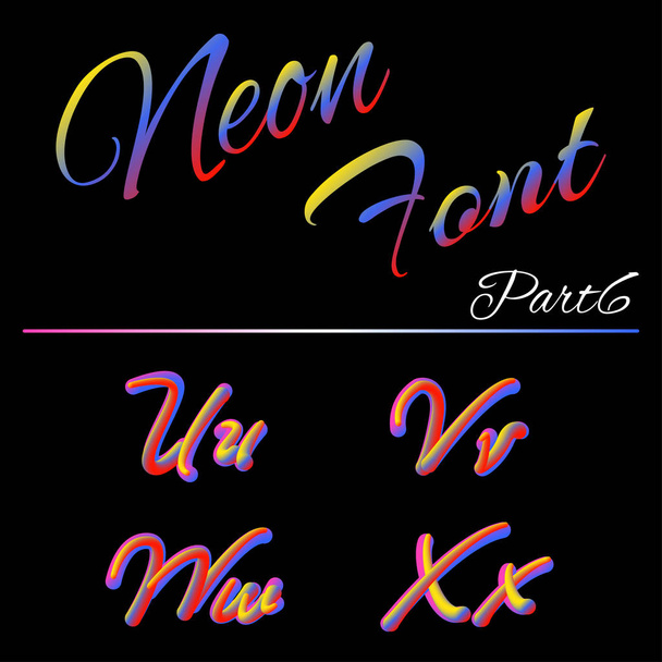3D Neon Led Font. Liquid Matte Rounded Type. Tube Hand-Drawn Lettering. Multicolor Ultraviolet Colors. 3D render of bubble font with glint - Vector, Image