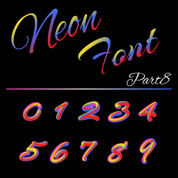 3D Neon Led Font. Liquid Matte Rounded Type. Tube Hand-Drawn Lettering. Multicolor Ultraviolet Colors. 3D render of bubble font with glint - Vector, Image
