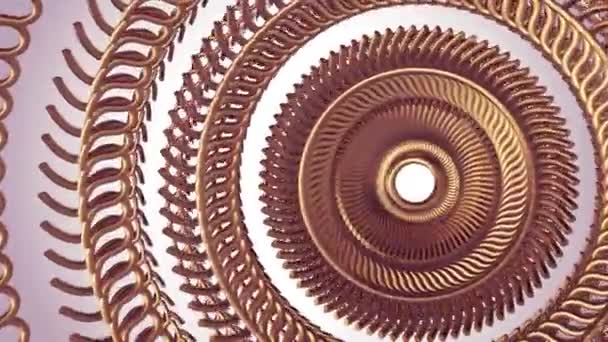 bewegte goldene Metallzahnräder Kettenelemente nahtlose Schleifenanimation 3D-Bewegungs-Grafiken Hintergrund neue Qualität industrieller Techno-Bau futuristisch cool schön freudig Videoaufnahmen - Filmmaterial, Video