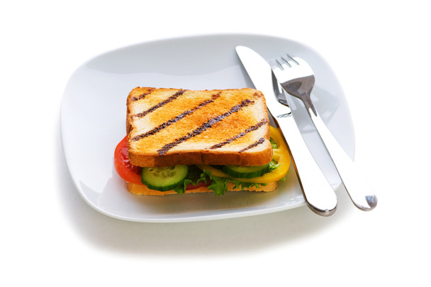 Toasted bread with filling isolated - Photo, Image