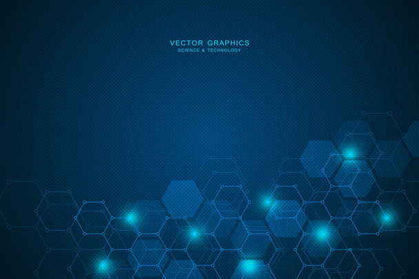 Science background with hexagons design. Geometric abstract background with molecular structure. - Vector, Image