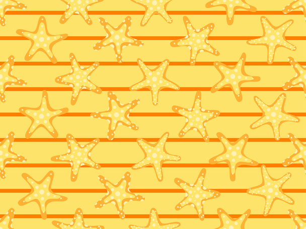 Patrón sin costuras Starfishes, fondo de verano. Estrella de mar y rayas. Ilustración vectorial
 - Vector, imagen