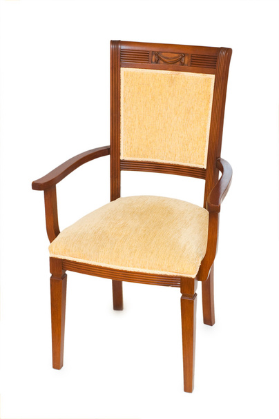 Cadeira de braço de madeira isolada no branco
 - Foto, Imagem