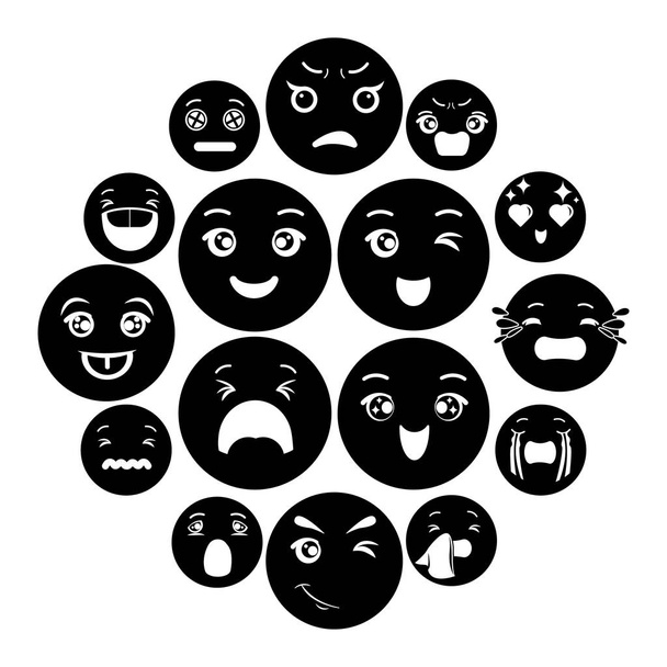 Conjunto de iconos de sonrisas, estilo simple
 - Vector, Imagen