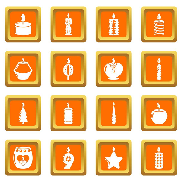 Candle forms icons set orange square vector - Вектор,изображение
