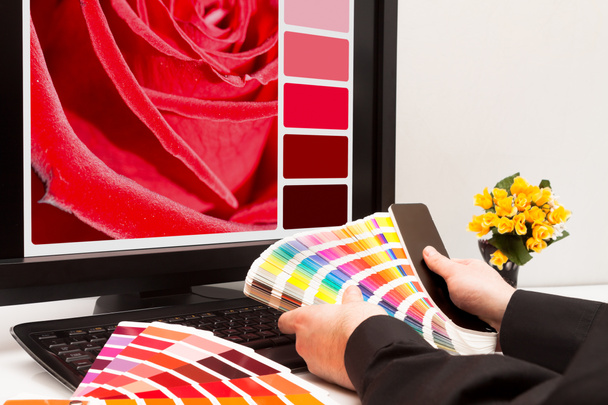 Designer at work. Color samples. - Photo, Image