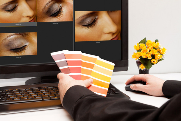Designer at work. Color samples. - Photo, Image