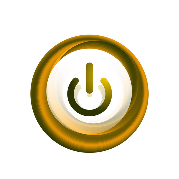 Glass transparent effect power start button, on off icon, vector UI or app symbol design - Vector, Image
